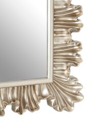 Orsina Champagne Finish Clamshell Design Wall Mirror, Symmetrical Pleated Hanging Mirror, Perfect Mounted Mirror in Gold - thumbnail 4