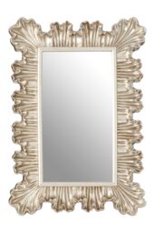 Orsina Champagne Finish Clamshell Design Wall Mirror, Symmetrical Pleated Hanging Mirror, Perfect Mounted Mirror in Gold - thumbnail 1