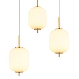 Netlighting Ewald Cluster Pendant Brass Coloured Opal Glass Shade 6x LED 3000K in Yellow - thumbnail 4