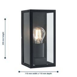 First Choice Lighting Mansfield - Black with Clear Glass IP44 Outdoor Flush Wall Light - thumbnail 5