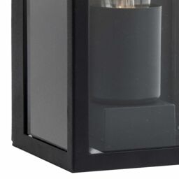 First Choice Lighting Mansfield - Black with Clear Glass IP44 Outdoor Flush Wall Light - thumbnail 2