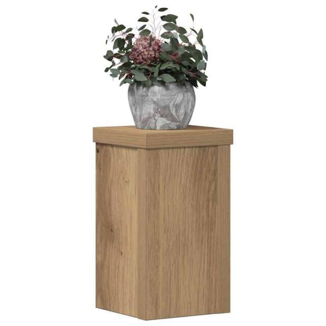 Berkfield Home Plant Stands 2 pcs Artisan Oak 10x10x18 cm Engineered Wood in Brown - Size: 10 x 10 x 18 cm - image 1
