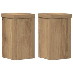 Berkfield Home Plant Stands 2 pcs Artisan Oak 10x10x18 cm Engineered Wood in Brown - Size: 10 x 10 x 18 cm - thumbnail 3