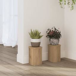 Berkfield Home Plant Stands 2 pcs Artisan Oak 10x10x18 cm Engineered Wood in Brown - Size: 10 x 10 x 18 cm - thumbnail 2