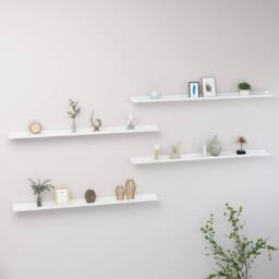 Berkfield Home Wall Shelves 4 pcs High Gloss White 115x9x3 cm - Size: 115 x 9 x 3 cm - thumbnail 2