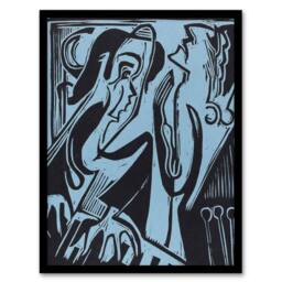 Artery8 Abstract Pianist & Singer Kirchner Framed Wall Art Print in Blue - Size: A3 - thumbnail 1