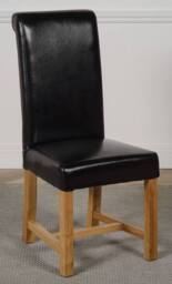 Thats Furniture Oregon Round Oak Dining Table & 4 Washington Leather Chairs in Black - thumbnail 6