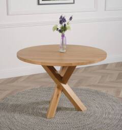 Thats Furniture Oregon Round Oak Dining Table & 4 Washington Leather Chairs in Black - thumbnail 2