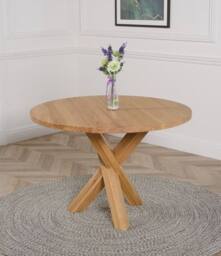Thats Furniture Oregon Round Oak Dining Table & 4 Washington Leather Chairs in Black - thumbnail 3