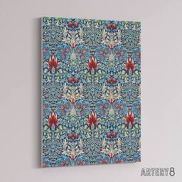 "Artery8 Snakeshead Flower Pattern Canvas Wall Art Print William Morris in Blue - Size: W18"" x H24""" - thumbnail 2