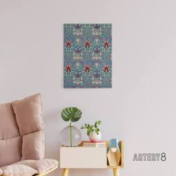 "Artery8 Snakeshead Flower Pattern Canvas Wall Art Print William Morris in Blue - Size: W18"" x H24""" - thumbnail 3