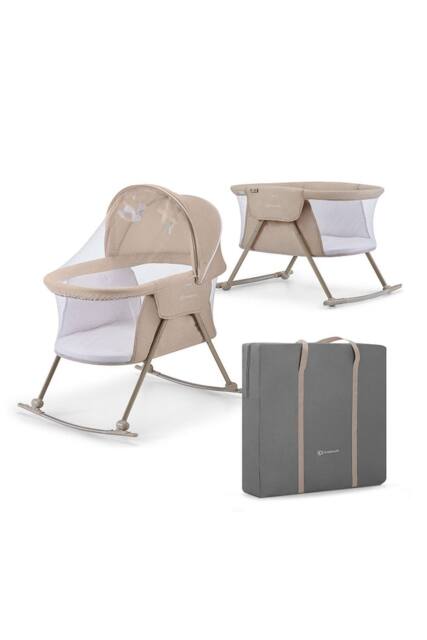Kinderkraft LOVI 3-in-1 Baby Travel Cot Infant Crib Cradle Lightweight Compact in Beige
