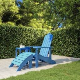 Berkfield Home Garden Adirondack Chair with Footstool HDPE Aqua Blue - thumbnail 1