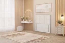 "Somnior Alexas 54"" Floor Standing Headboard Plush Velvet in Ivory - Size: Single" - thumbnail 2
