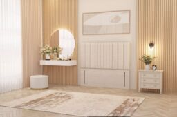 "Somnior Alexas 54"" Floor Standing Headboard Plush Velvet in Ivory - Size: Single"