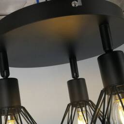 NIVOR Sputnik Black Caged 3-Light 22cm Semi Flush Mount industria Chandelier - thumbnail 8