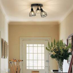 NIVOR Sputnik Black Caged 3-Light 22cm Semi Flush Mount industria Chandelier - thumbnail 4
