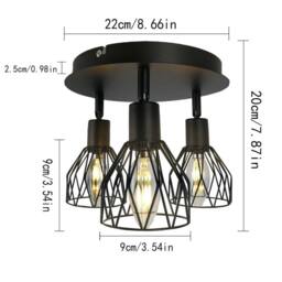 NIVOR Sputnik Black Caged 3-Light 22cm Semi Flush Mount industria Chandelier - thumbnail 2