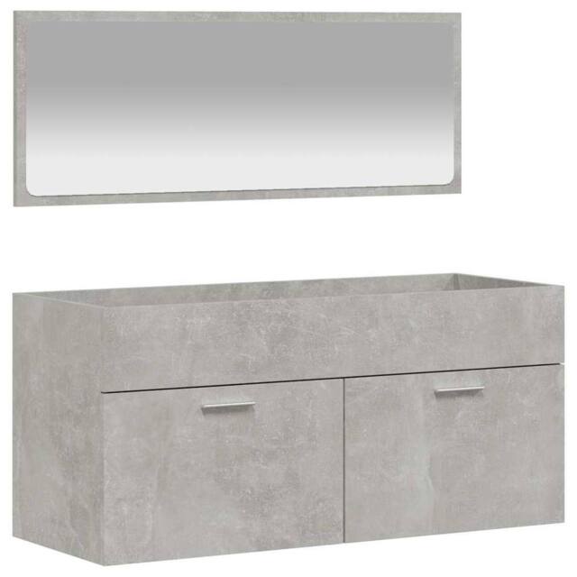 Berkfield Home Bathroom Cabinet with Mirror Concrete Grey Engineered Wood - image 1