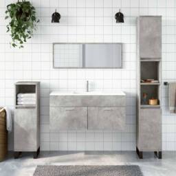 Berkfield Home Bathroom Cabinet with Mirror Concrete Grey Engineered Wood - thumbnail 2