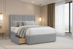 "Nexus Mattresses Ltd Amalfi Plush Divan Bed Base 2 Drawers Same Side - 54"" Headboard in Silver - Size: Small Single" - thumbnail 3