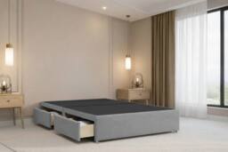 "Nexus Mattresses Ltd Amalfi Plush Divan Bed Base 2 Drawers Same Side - 54"" Headboard in Silver - Size: Small Single" - thumbnail 6