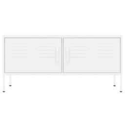 Berkfield Home TV Cabinet White 105x35x50 cm Steel - Size: 105 x 35 x 50 cm - thumbnail 3