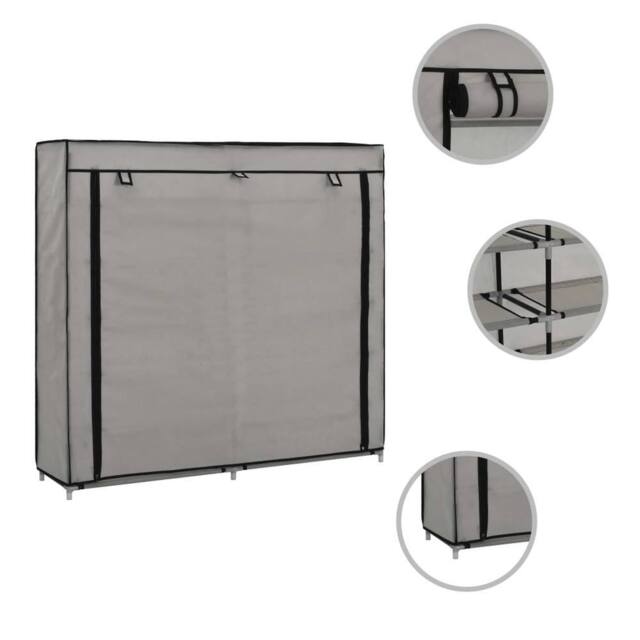 Berkfield Home Shoe Cabinet with Cover Grey 115x28x110 cm Fabric - Size: 115 x 28 x 110 cm - image 1
