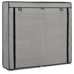 Berkfield Home Shoe Cabinet with Cover Grey 115x28x110 cm Fabric - Size: 115 x 28 x 110 cm - thumbnail 2