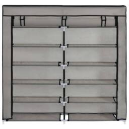 Berkfield Home Shoe Cabinet with Cover Grey 115x28x110 cm Fabric - Size: 115 x 28 x 110 cm - thumbnail 5