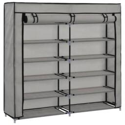 Berkfield Home Shoe Cabinet with Cover Grey 115x28x110 cm Fabric - Size: 115 x 28 x 110 cm - thumbnail 3