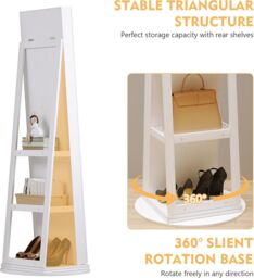 Dprodo 360 Degree Swivel Mirror Jewelry Cabinet in White - Size: 1 Pack - thumbnail 6