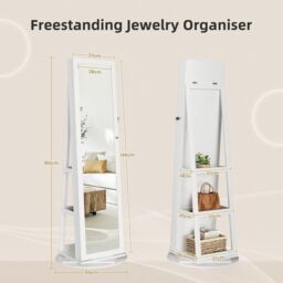 Dprodo 360 Degree Swivel Mirror Jewelry Cabinet in White - Size: 1 Pack - thumbnail 7