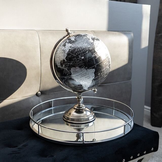 Madison & Mayfair Elegant Black & Silver Decorative Globe - image 1