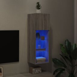 Berkfield Home TV Cabinet with LED Lights Grey Sonoma 30.5x30x90 cm - thumbnail 5