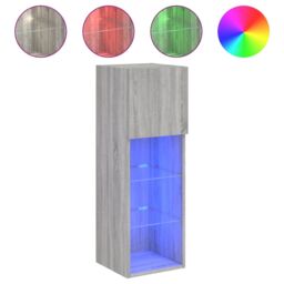 Berkfield Home TV Cabinet with LED Lights Grey Sonoma 30.5x30x90 cm - thumbnail 2