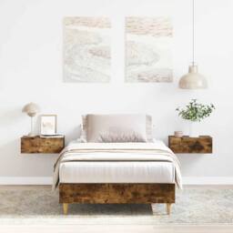 Berkfield Home Durable Bed Frame No Mattress Smoked Oak 90x190 cm Single Enginee in Brown - thumbnail 2