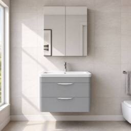 Balterley Aldershawe Wall Hung 2 Drawer Vanity Unit, Ceramic Basin, 800mm, Grey - thumbnail 6