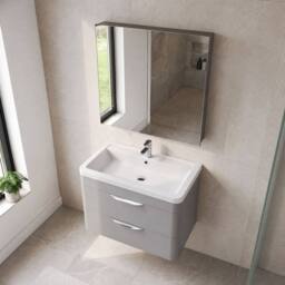 Balterley Aldershawe Wall Hung 2 Drawer Vanity Unit, Ceramic Basin, 800mm, Grey - thumbnail 3