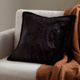 Furn Kallu Reversible Faux Fur Cushion in Black - Size: 45 cm x 45 cm - thumbnail 1