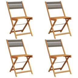 Berkfield Home Folding Garden Chairs 4 pcs Grey Solid Wood Acacia - thumbnail 2