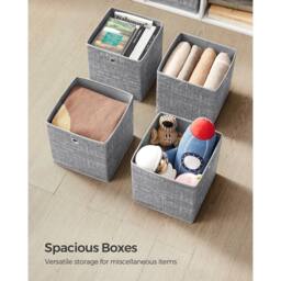 KORVIXA Storage Boxes, Set of 6 Non-Woven Fabric Box in Grey - Size: 500mm