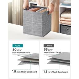 KORVIXA Storage Boxes, Set of 6 Non-Woven Fabric Box in Grey - Size: 500mm - thumbnail 5