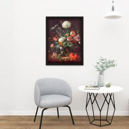 "Artery8 Wall Art Print Jan Davidsz De Heem Vase Of Flowers Large Framed Wall Décor Art in Brown - Size: W18"" x H24""" - thumbnail 2