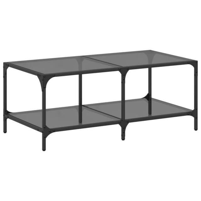 Berkfield Home Coffee Table with Black Glass Top 98.5x50x40 cm Steel - image 1