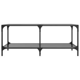 Berkfield Home Coffee Table with Black Glass Top 98.5x50x40 cm Steel - thumbnail 4