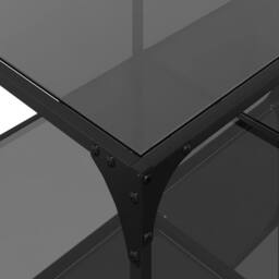 Berkfield Home Coffee Table with Black Glass Top 98.5x50x40 cm Steel - thumbnail 7