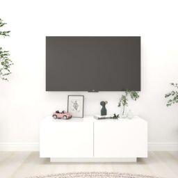 Berkfield Home TV Cabinet White 100x35x40 cm Engineered Wood - Size: 100 x 35 x 40 cm - thumbnail 1