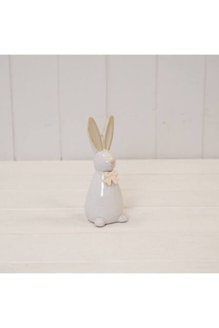 KDMD Small Ceramic Natural Rabbit with Bow Detail - image 1