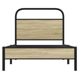 Berkfield Home Bed Frame Frame 75x190 cm Small Single Sonoma Oak Wood in Light Oak - thumbnail 5